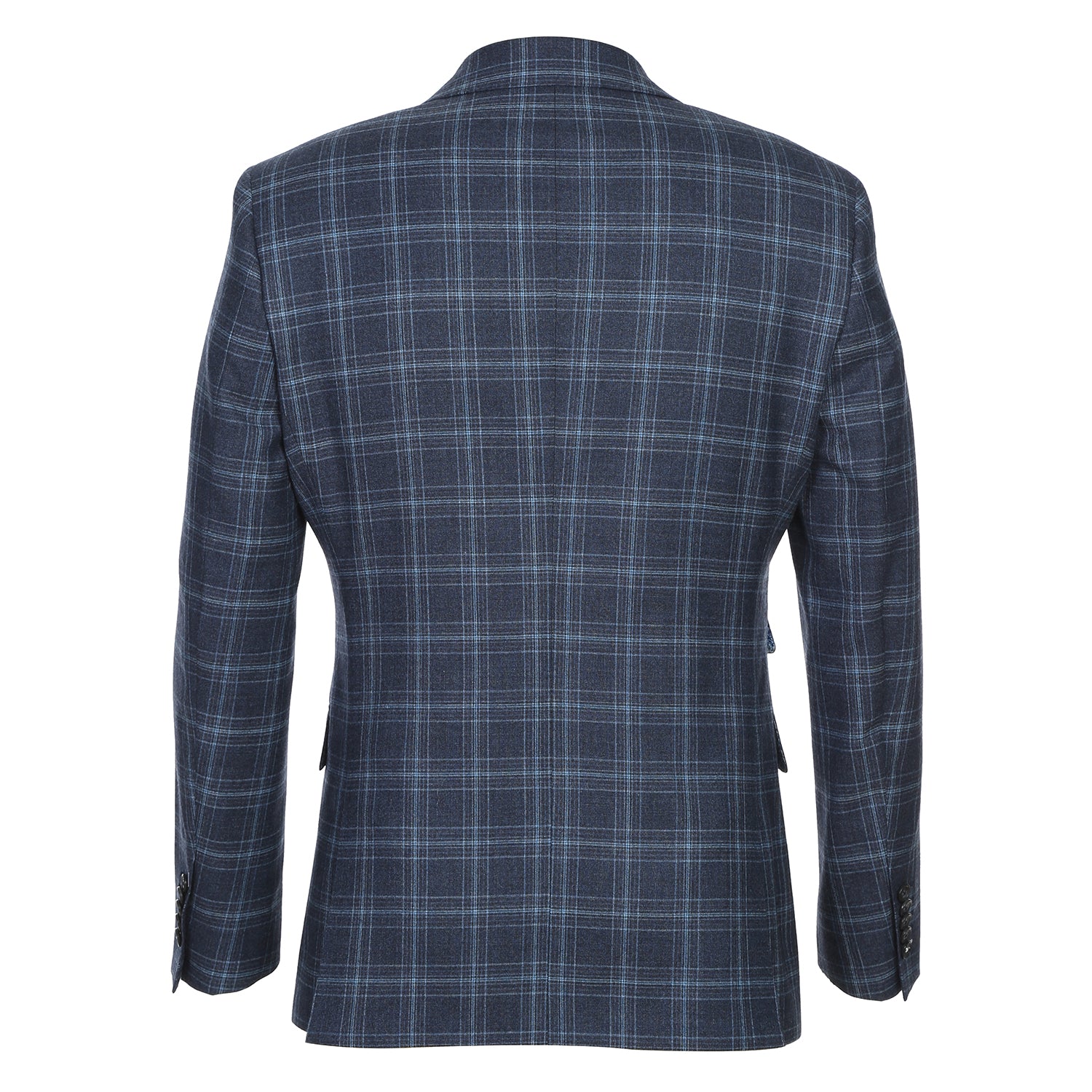 English Laundry Double-Breasted Mineral Blue Check Wool Blend Suit 3