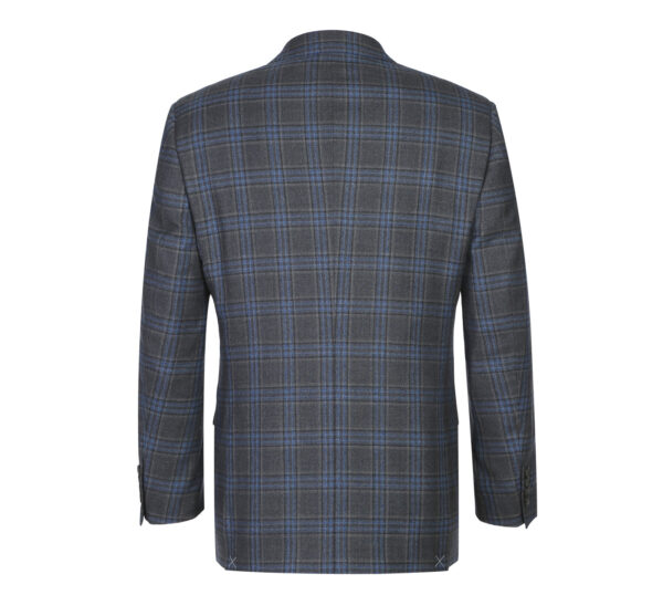 Men's 3-Piece Classic Fit 100% Wool Heritage Grey Blue Plaid Suits