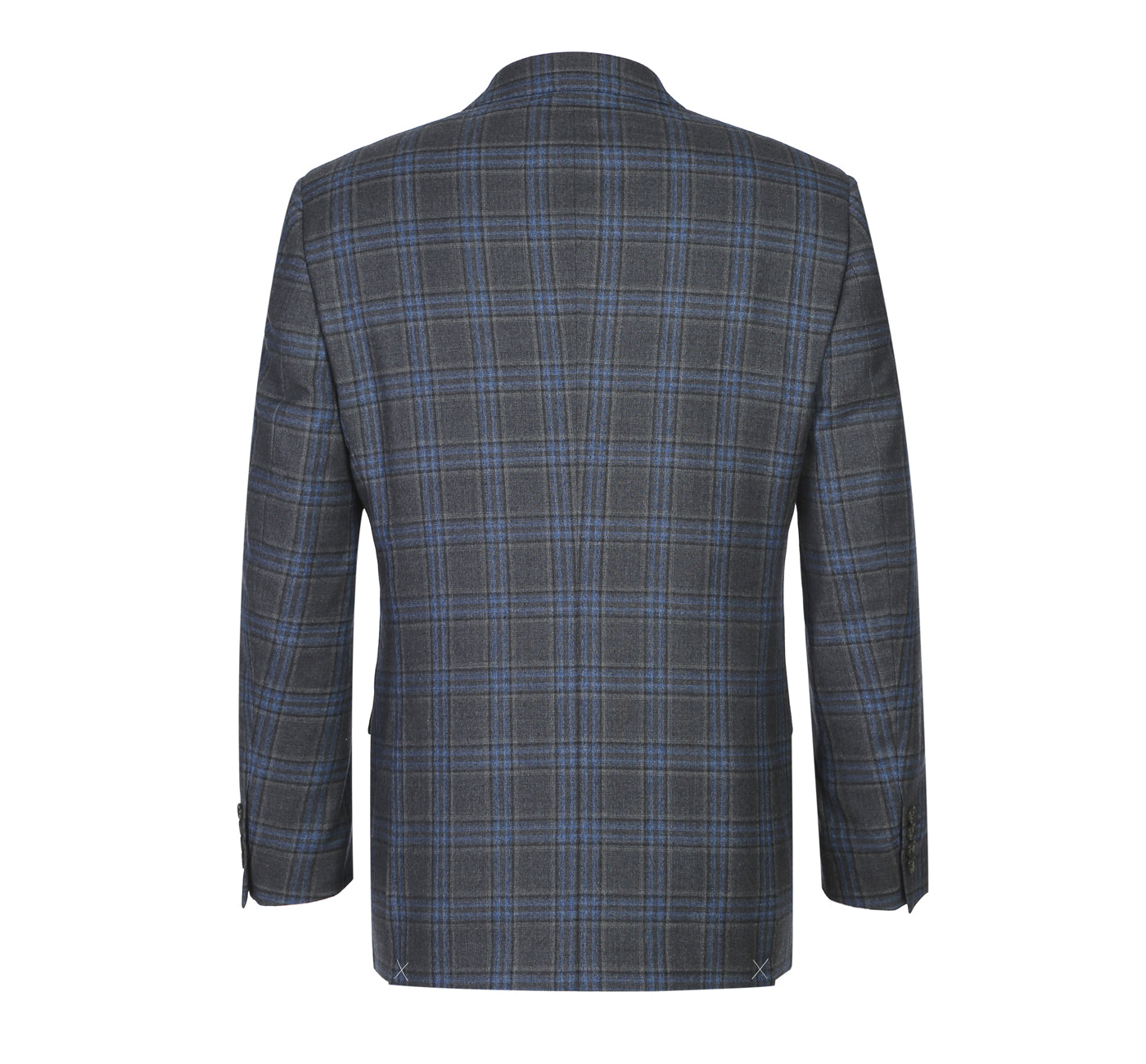 Men’s 3-Piece Classic Fit 100% Wool Heritage Grey Blue Plaid Suits 3