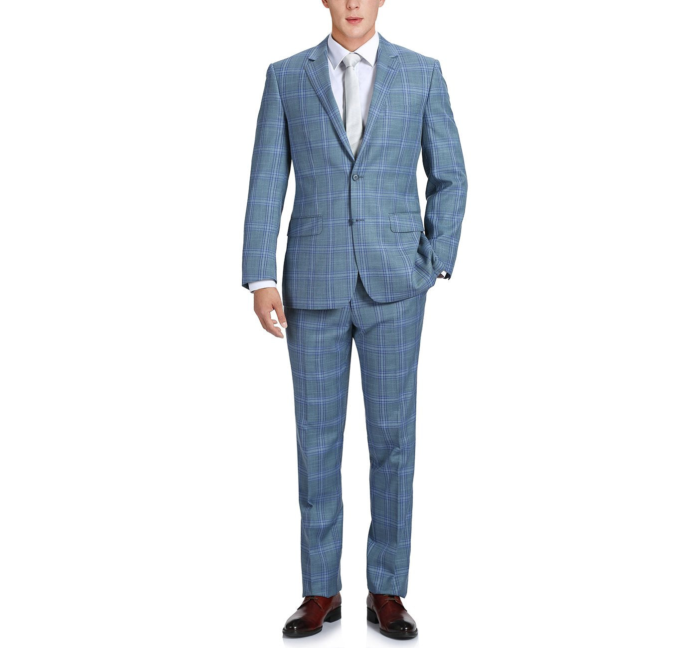 Men’s Two-Piece Classic Fit Windowpane Check Dress Suit 2