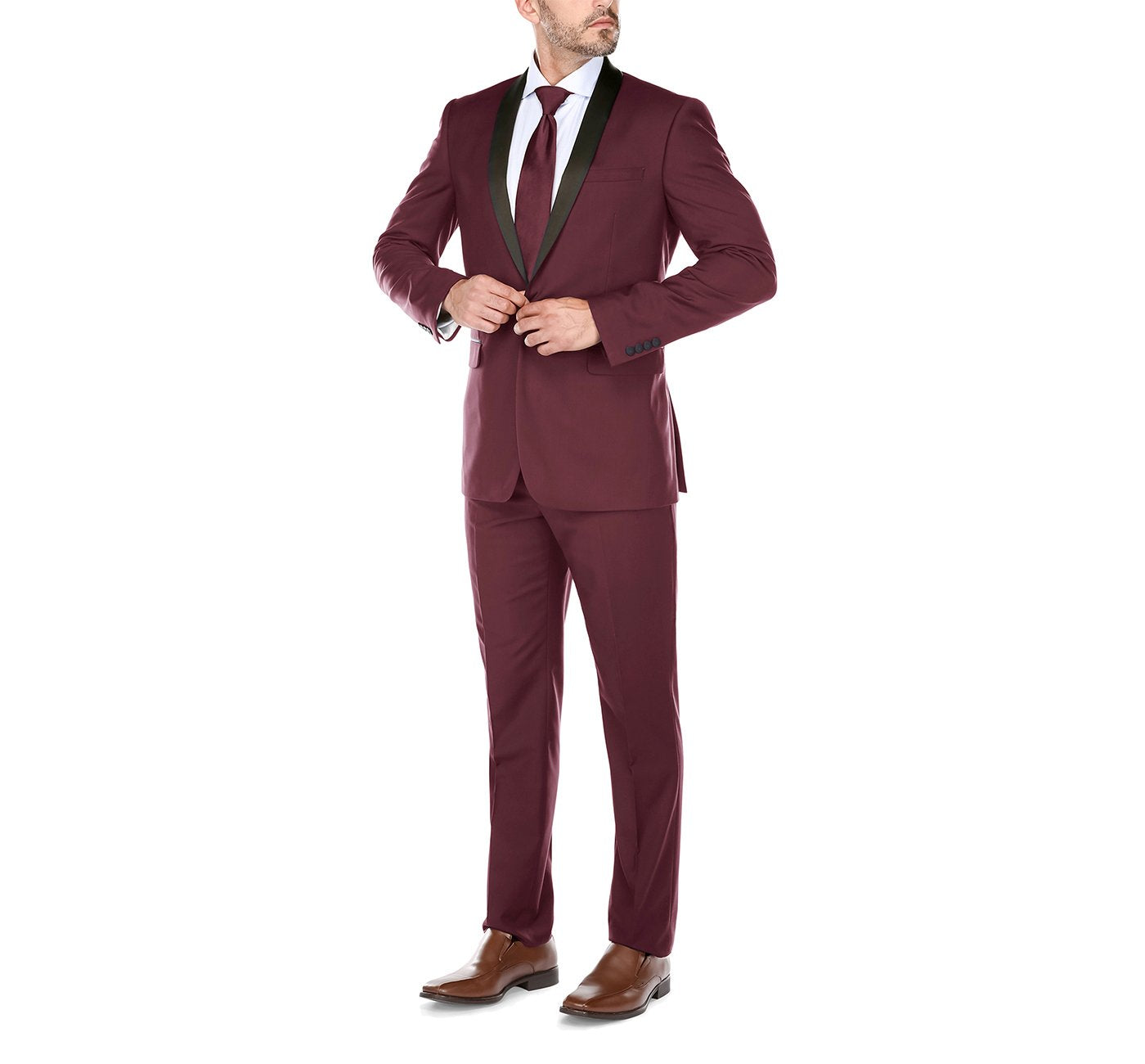 Men’s Slim Fit 2-Piece Shawl Lapel Tuxedo Suit 2