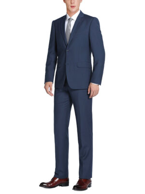 Men's Navy Blue 2-Piece Single Breasted Notch Lapel Suit