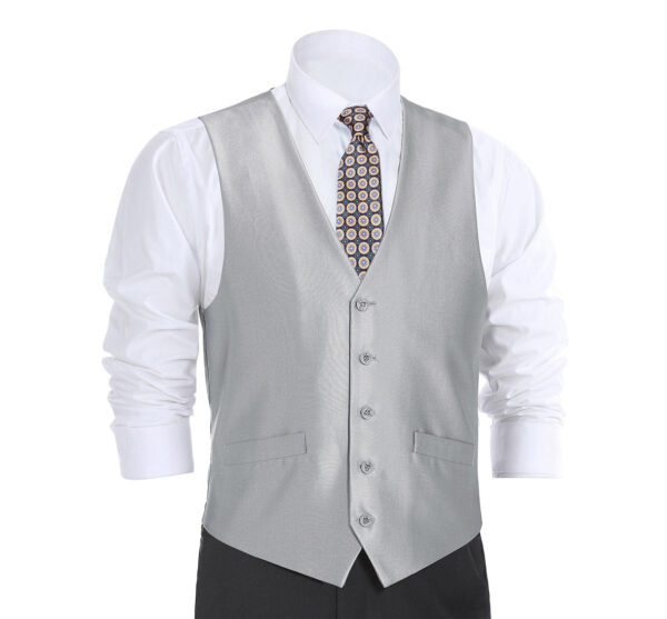 Men's Formal Regular Fit Suit Vest Sharkskin Waistcoat