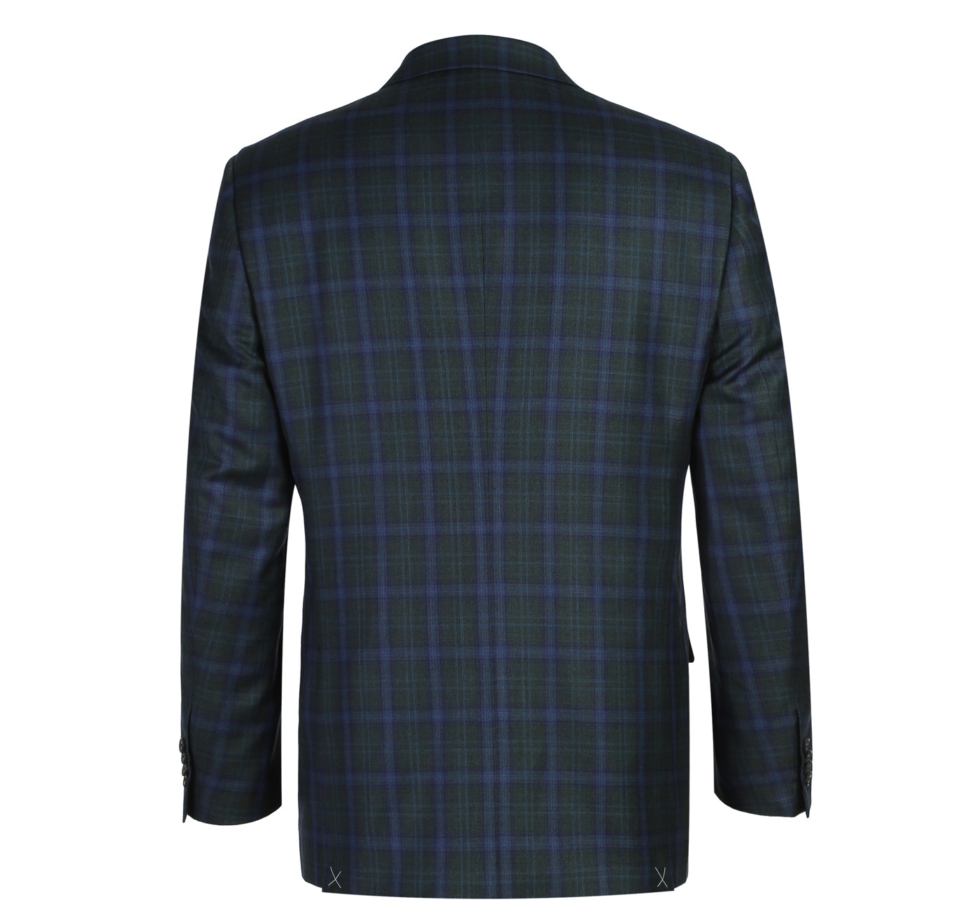 Men’s Classic Fit 100% Wool Charcoal Grey & Blue Check Jacket with Notch Lapel 3