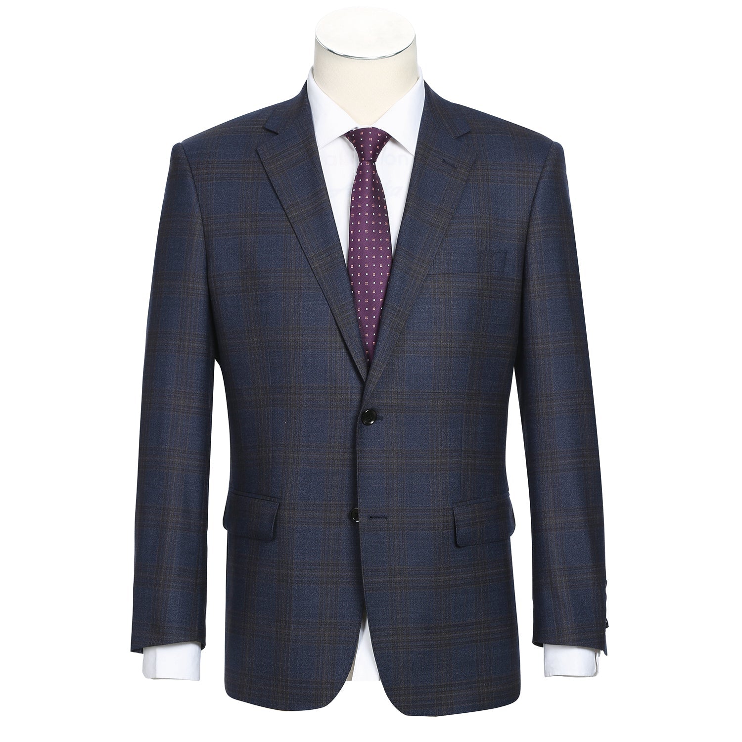 Men’s 3-Piece Wool Stretch Checked Suits 1