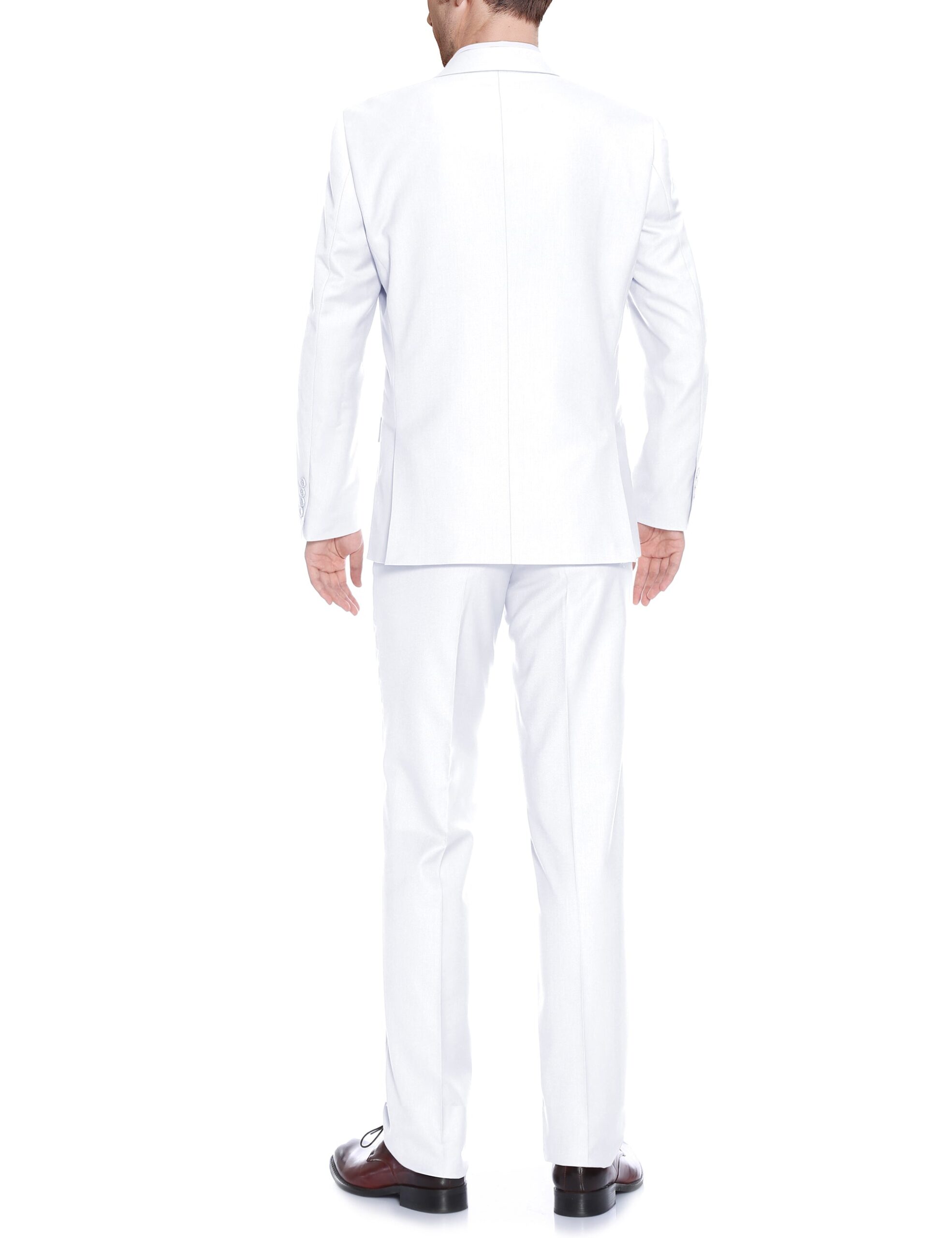 Men’s White 2-Piece Single Breasted Notch Lapel Suit 2