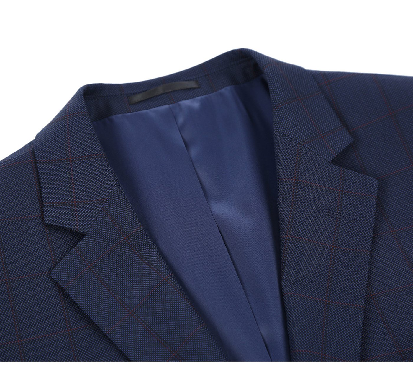 Men’s Two Piece Classic Fit Windowpane Check Dress Suit 5