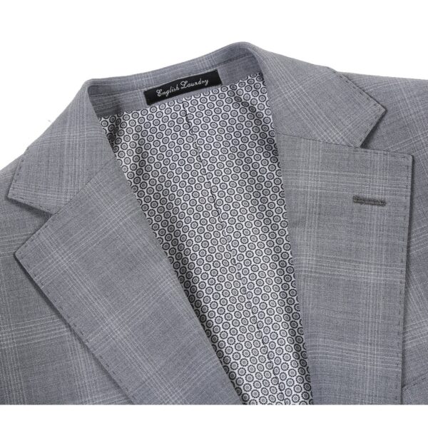 English Laundry Light Gray Window Pane Check Wool Suit