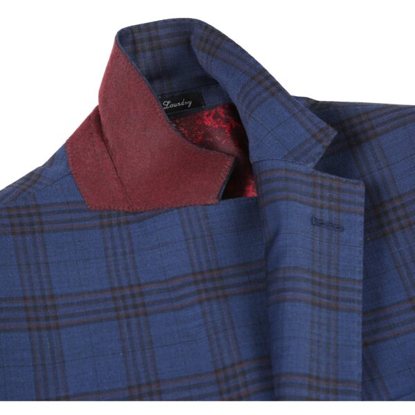 English Laundry Navy with Block Red Check Notch Wool Suit