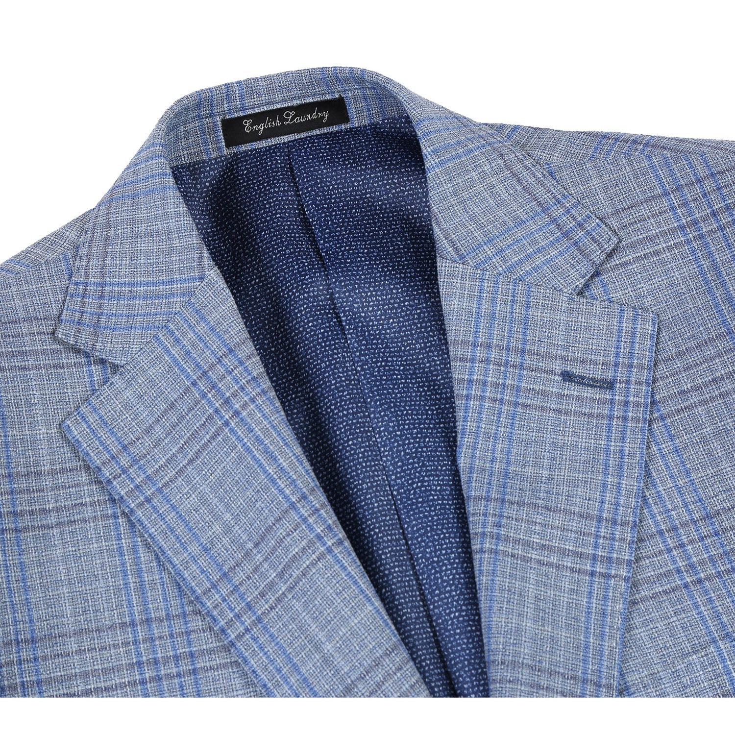 English Laundry Light Gray with Blue Check Wool Suit 4