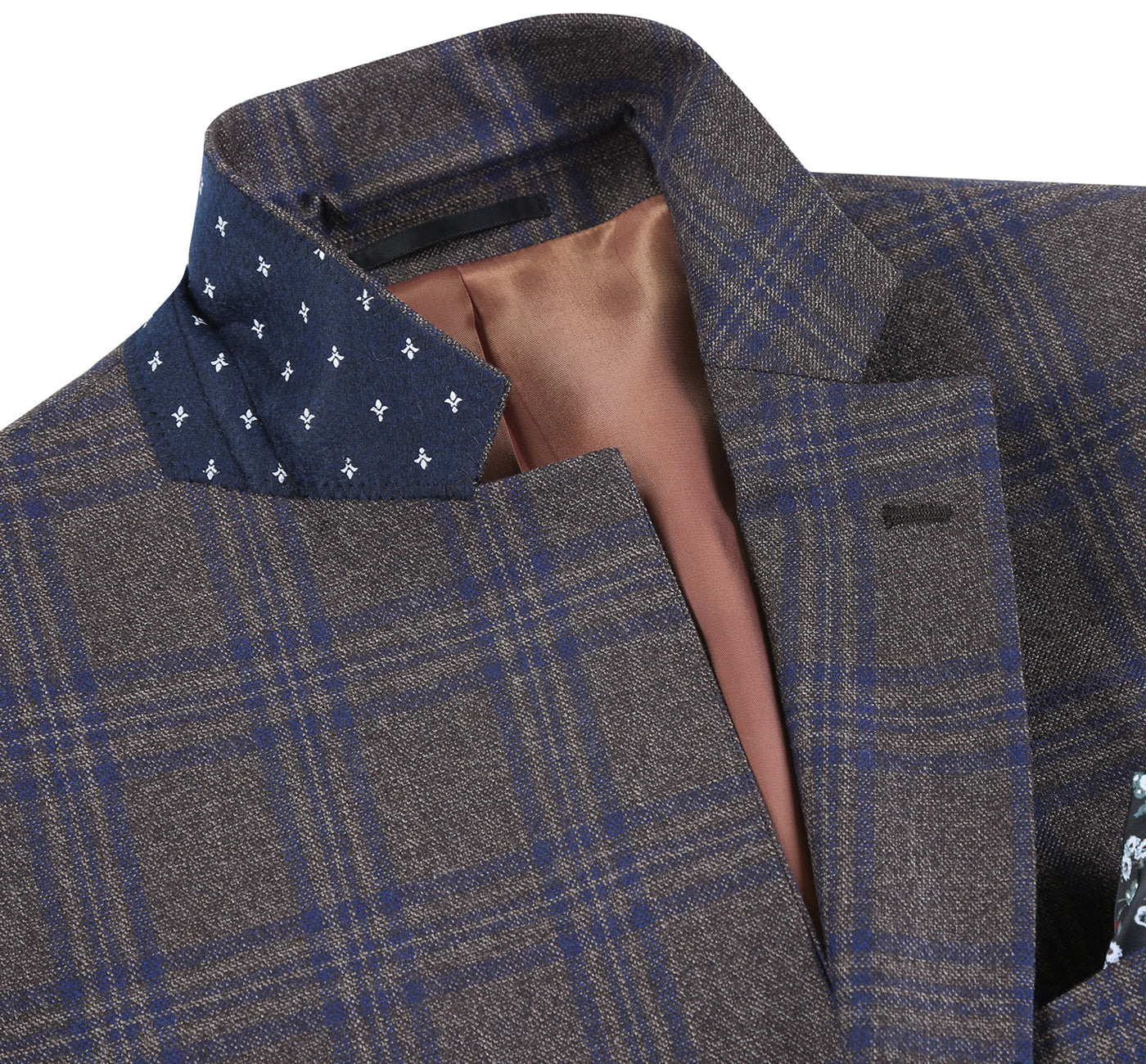 Men’s Classic Fit 100% Wool Brown Windowpane Notch Lapel Sport Coat 5