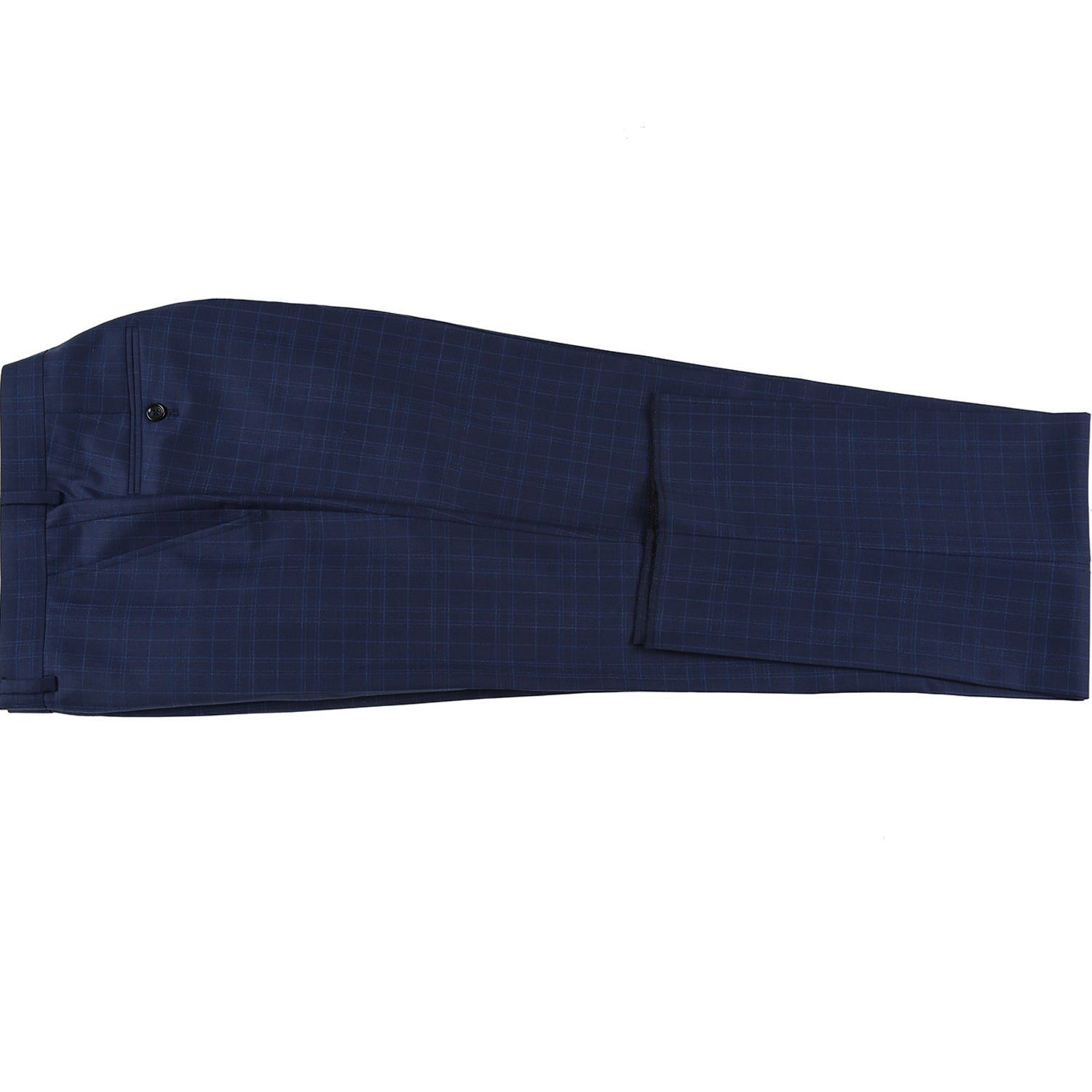 Men’s Single Breasted Notch Lapels Navy Check Suits 6