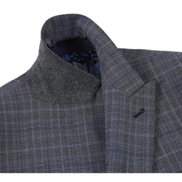 English Laundry Double-Breasted Gray with Blue Glen Check Suit