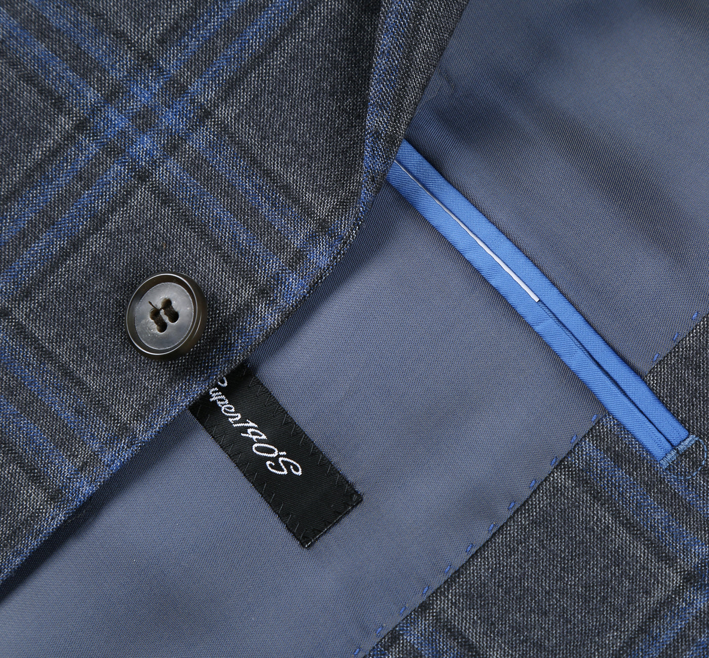 Men’s 3-Piece Classic Fit 100% Wool Heritage Grey Blue Plaid Suits 7