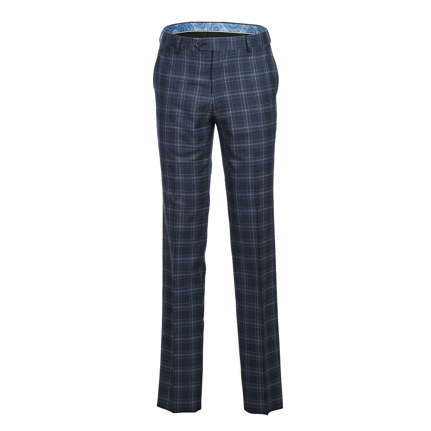 English Laundry Double-Breasted Mineral Blue Check Wool Blend Suit 8