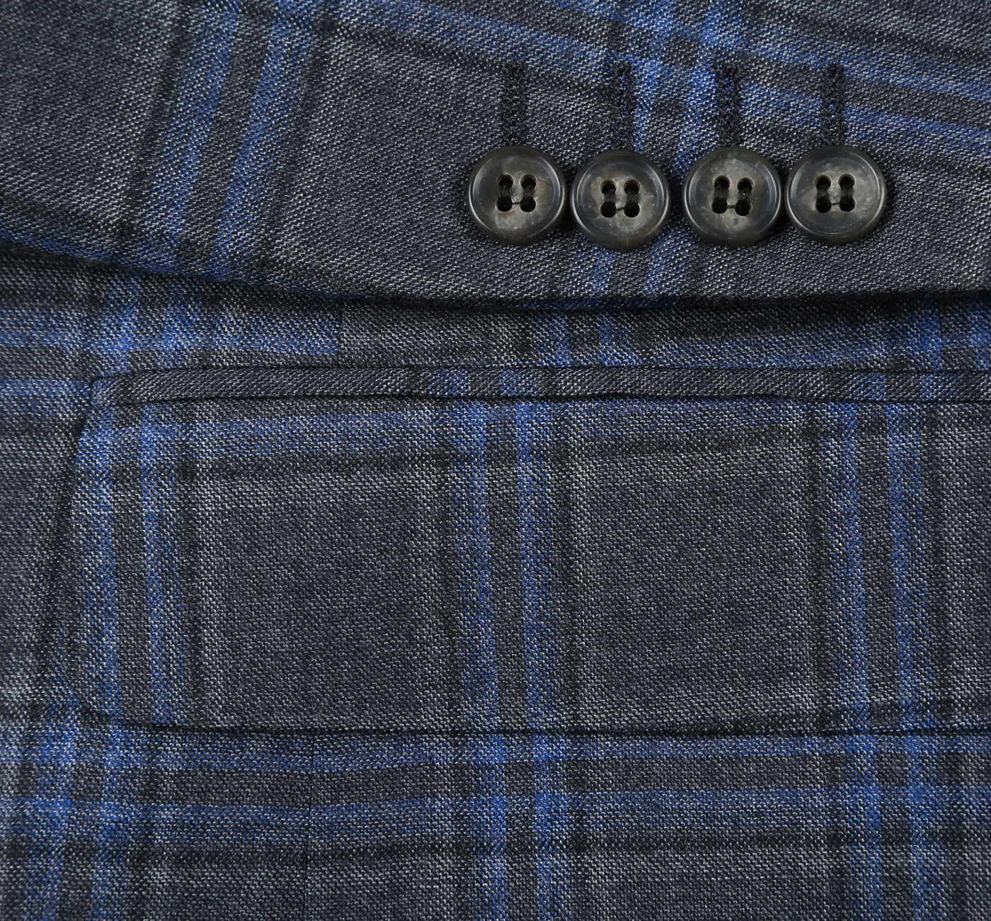 Men’s 3-Piece Classic Fit 100% Wool Heritage Grey Blue Plaid Suits 8