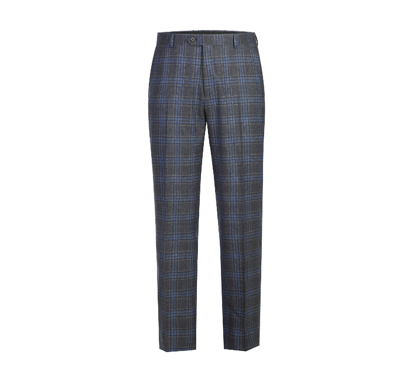 Men’s 3-Piece Classic Fit 100% Wool Heritage Grey Blue Plaid Suits 9