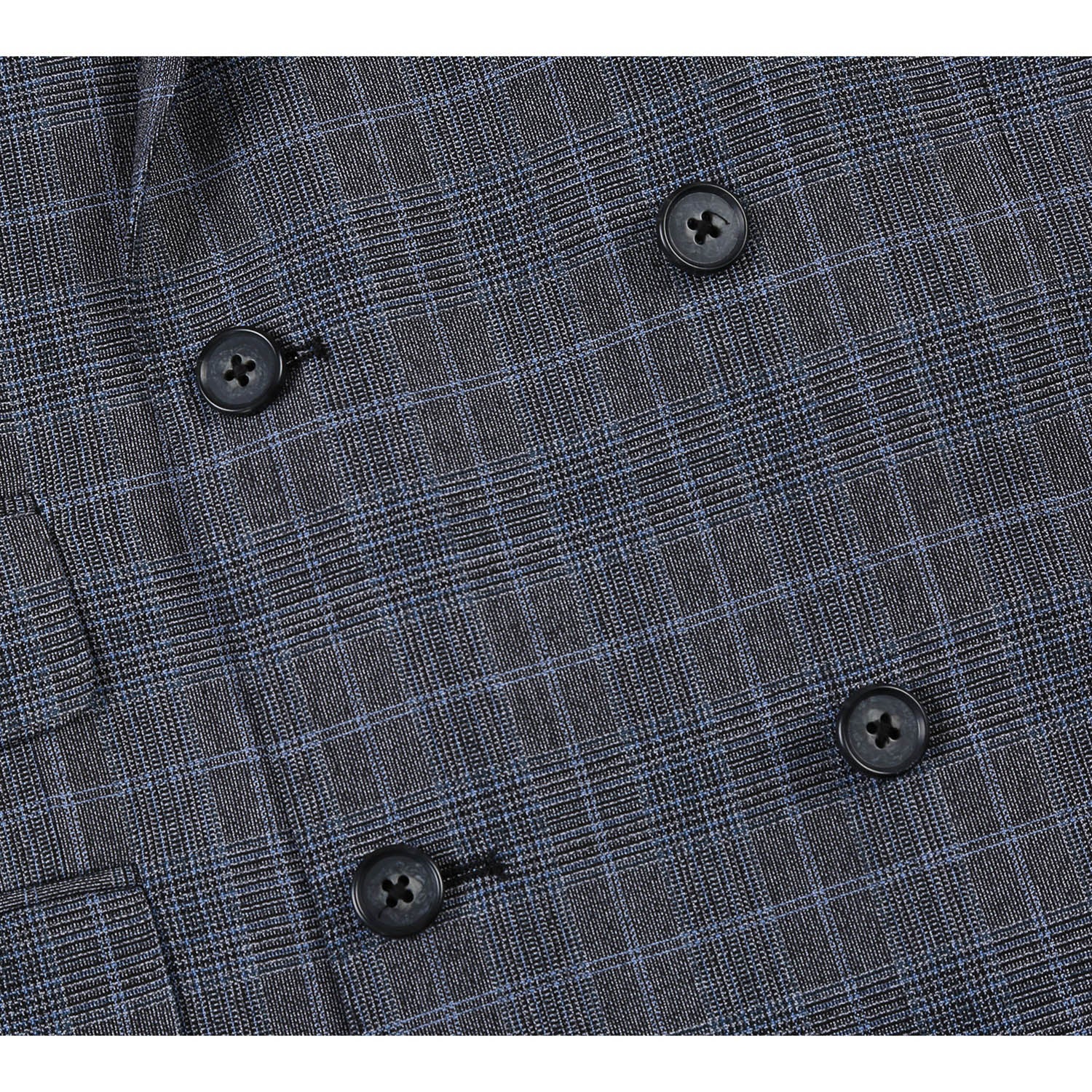 English Laundry Double-Breasted Gray with Blue Glen Check Suit 8