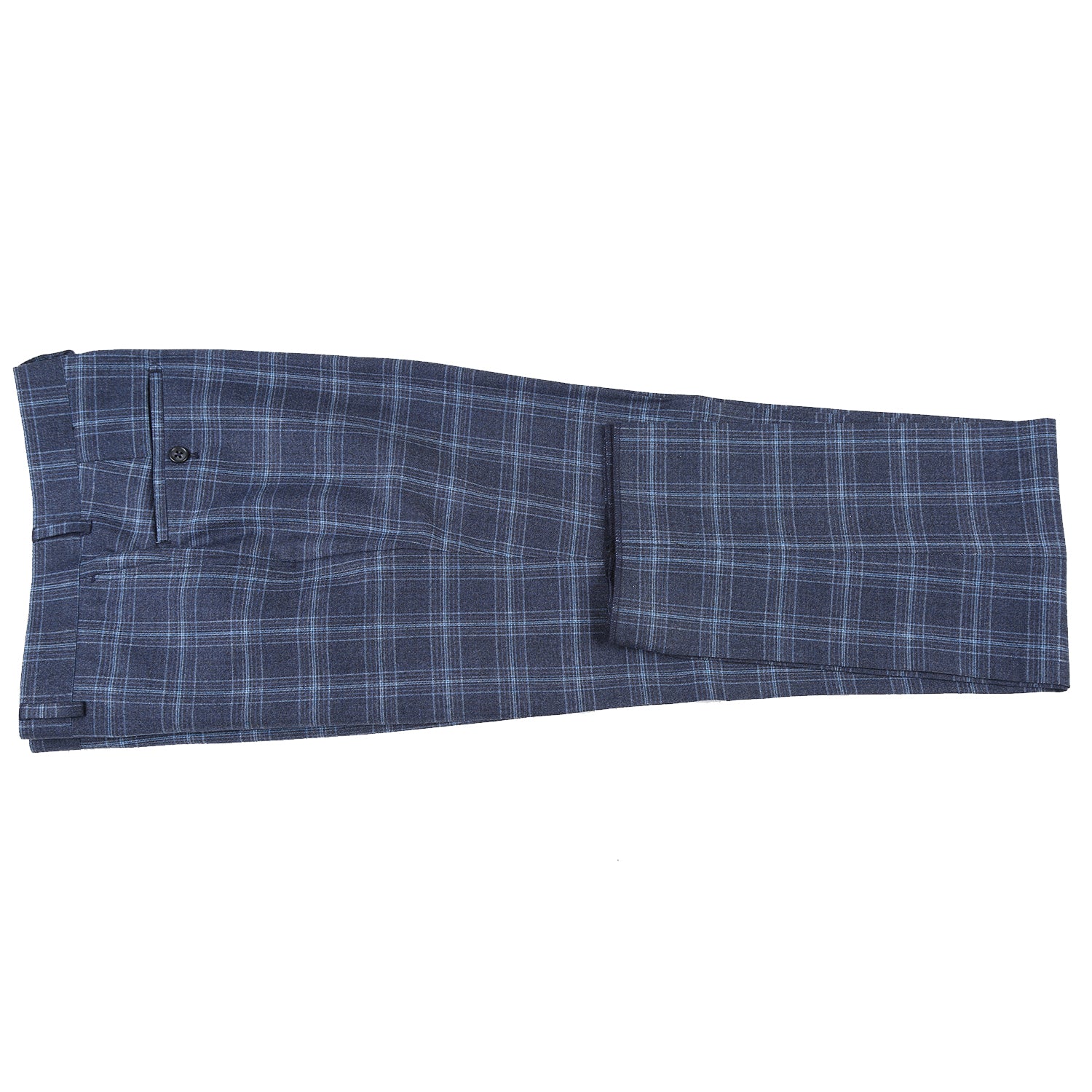English Laundry Double-Breasted Mineral Blue Check Wool Blend Suit 9