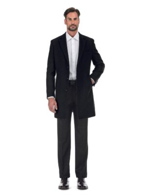 English Laundry Wool Blend Breasted Black Top Coat