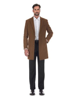 English Laundry Wool Blend Breasted Camel Top Coat