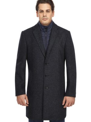 EL98-08-410 Navy Long Coat with Bib