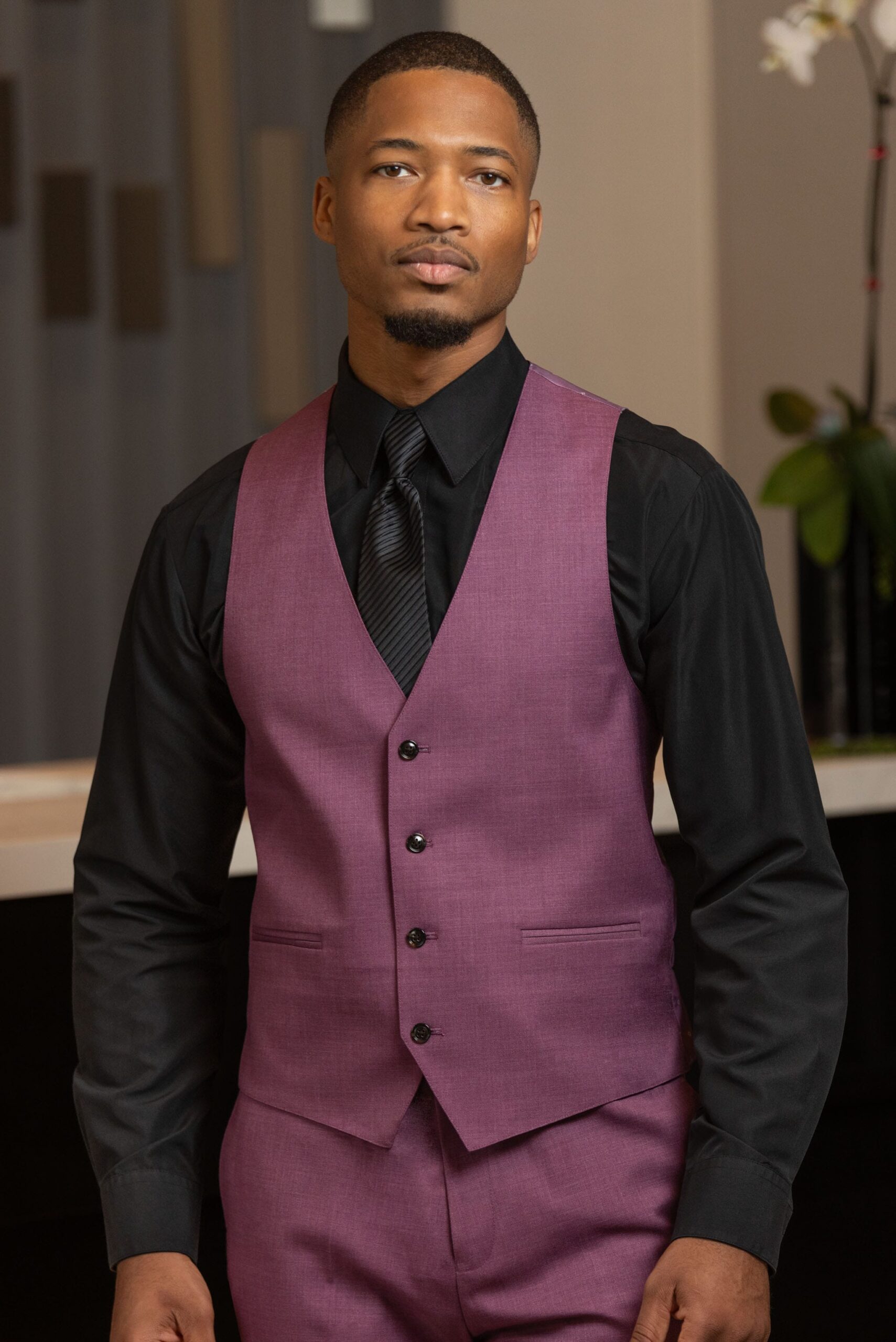 purple dress shirt with vest Men's Linen-Look Plum Suit Vest, 62 Standard