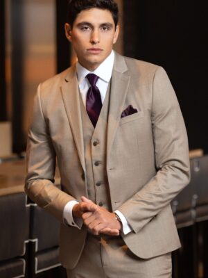 Wheat Stretch Slim Fit Suit Coat